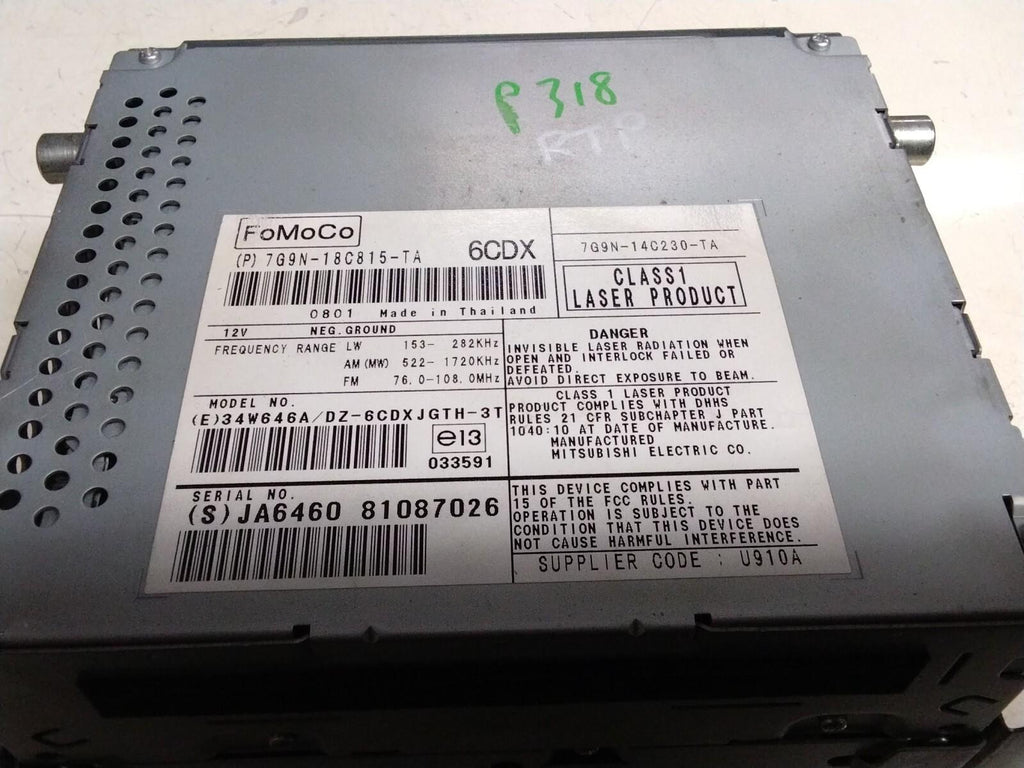 JAGUAR XF X250 PREMIUM RADIO/CD PLAYER HEAD UNIT 7G9N18C815TA.