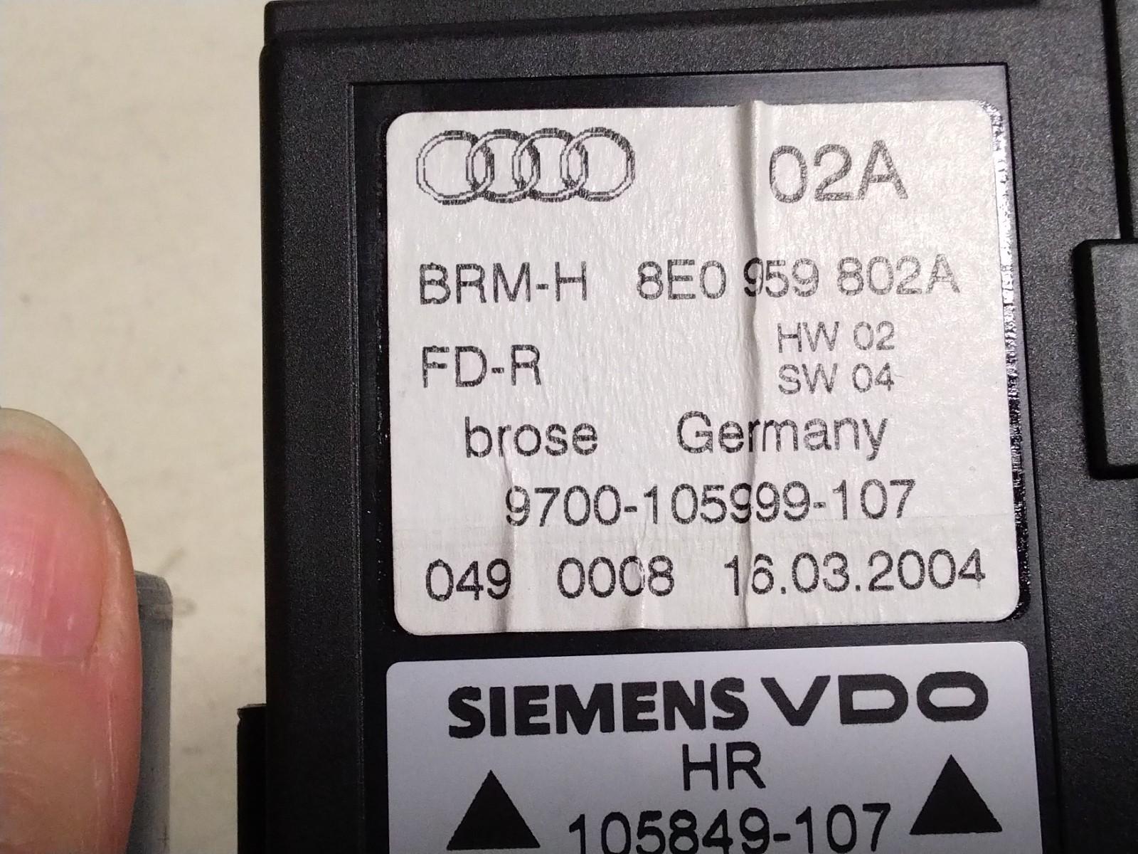 AUDI A4 B6 DRIVERS (O/S) REAR WINDOW MOTOR #8E0959802A