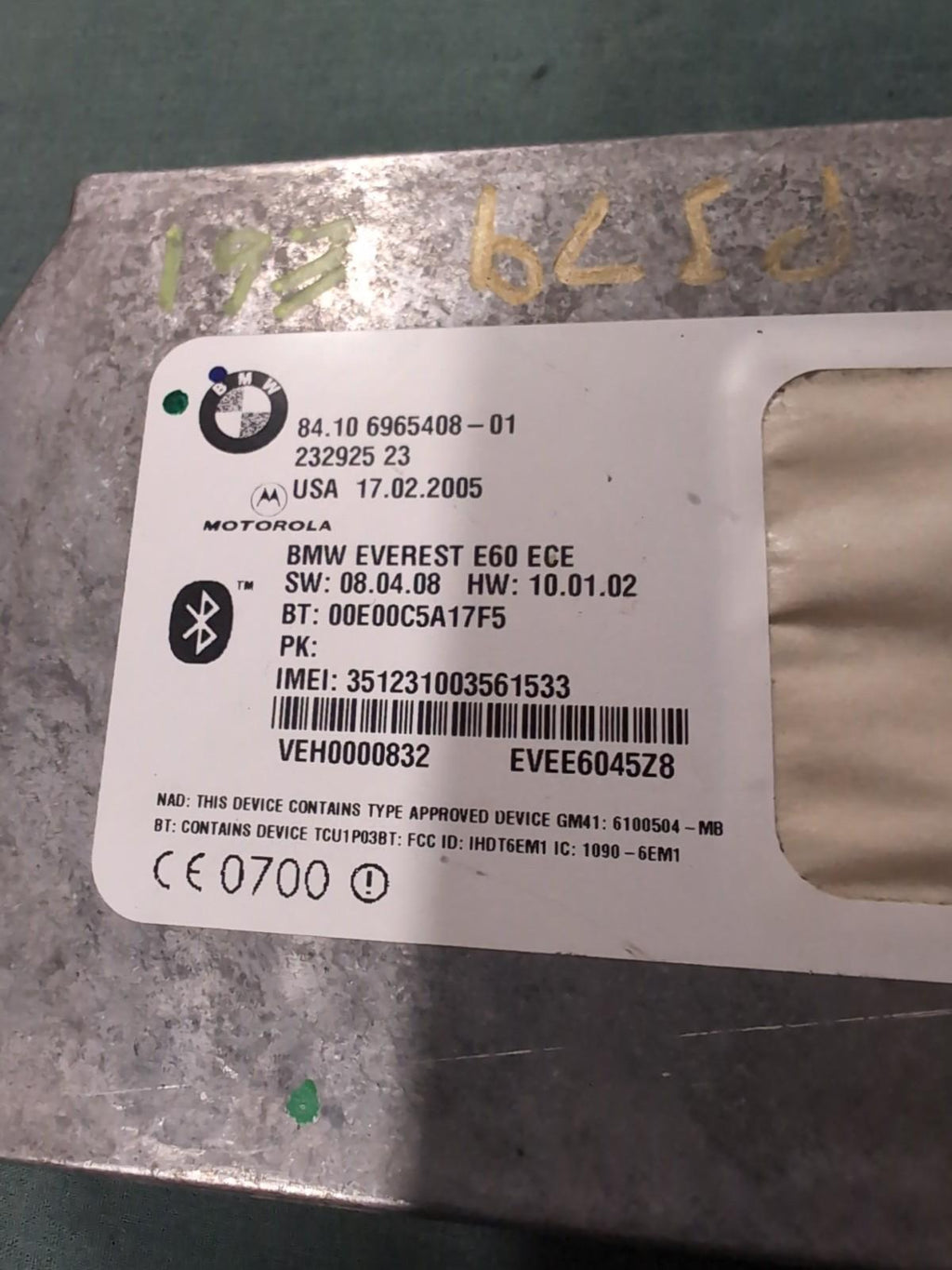 BMW 5 SERIES E61 BLUETOOTH MODULE #84.10 6965408-01